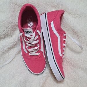 Vans GIRLS Fuchsia Canvas Sneakers with White Trim